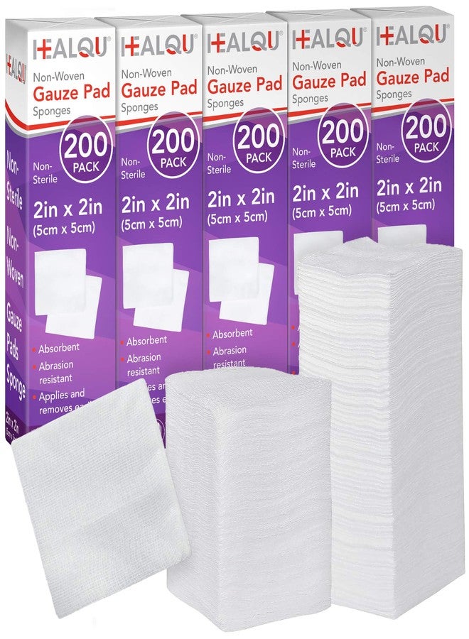 هيلكو ضمادات شاش HEALQU 1000 مقاس 2x2 - ناعمة غير منسوجة 4 طبقات لخلع الأسنان وإجراءات طب الأسنان - إسفنجات مربعة غير معقمة للإسعافات الأولية والجراحة وتضميد الجروح (5 عبوات من 200 ضمادة) - Image 1